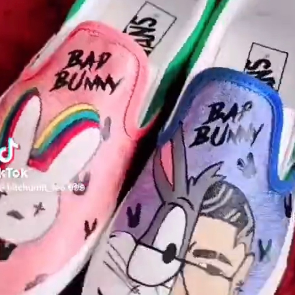 Custom painted bad bunny vans..size 8..buyer bailed and I’m not a fan of him